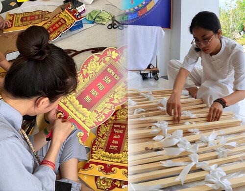 Phật tử thực hiện các công tác chuẩn bị sự kiện đón mùa lễ Vu Lan. Ảnh: BTC