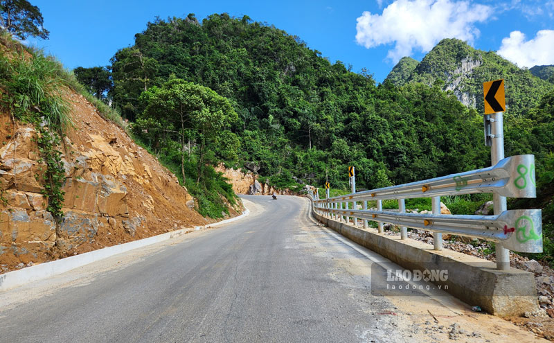 Some sections of the road have been paved.