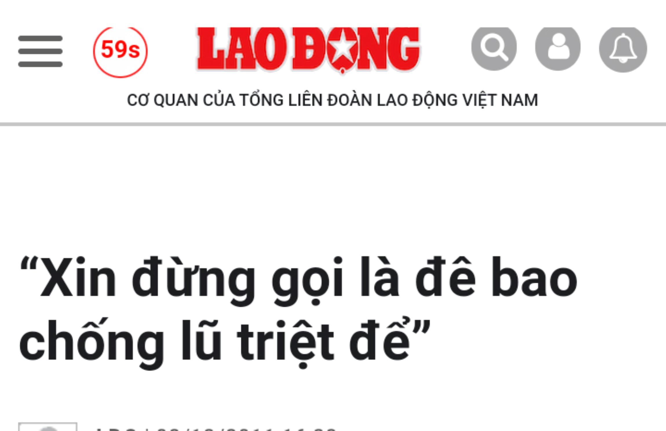 Bài viết trong “Đê bao kiểm soát lũ ĐBSCL” trên Lao Động. Ảnh: Lục Tùng