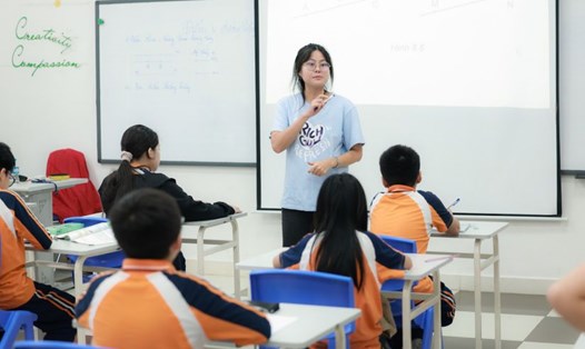 Giờ lên lớp của cô trò Trường THCS Phenikaa (Hà Nội).   Ảnh: Hải Nguyễn