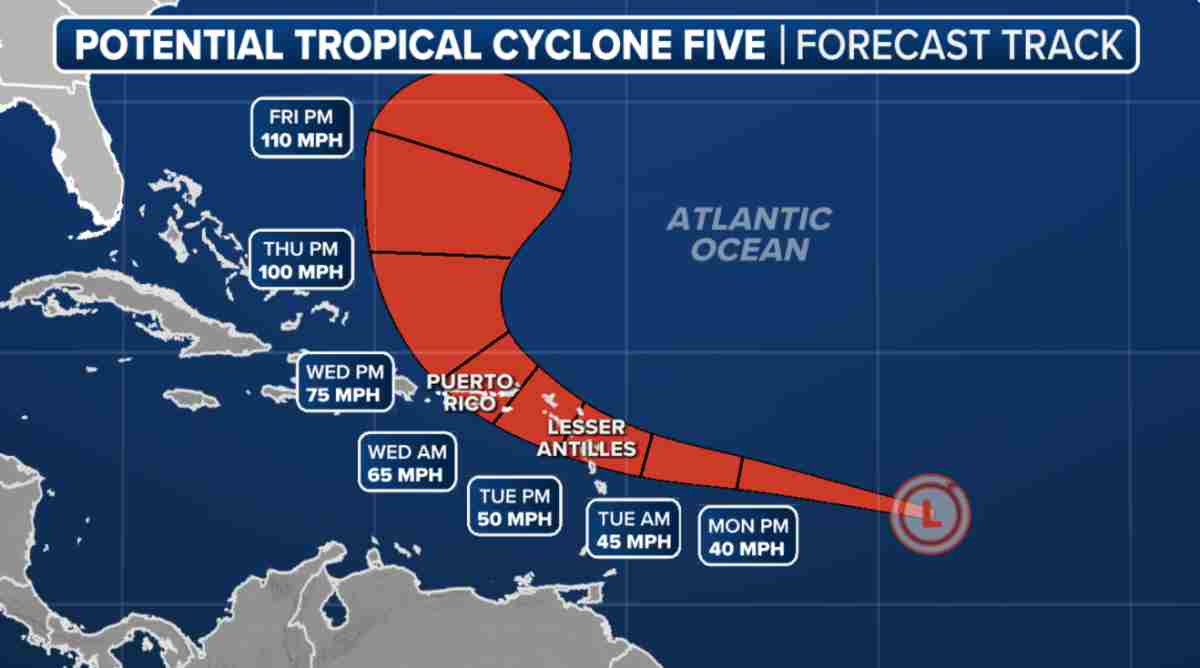 Forecasting the path of storm No. 5. Photo: NHC/Fox Weather