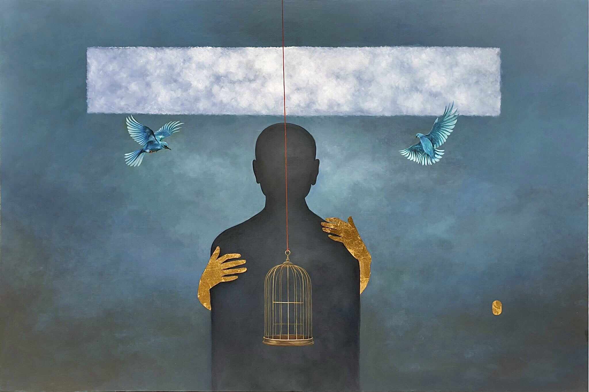 Bóng. Kích thước: 100x180cm. Chất liệu: sơn mài kết hợp. Năm st: 2024. Hoạ sĩ: Nguyễn Mạnh Cường