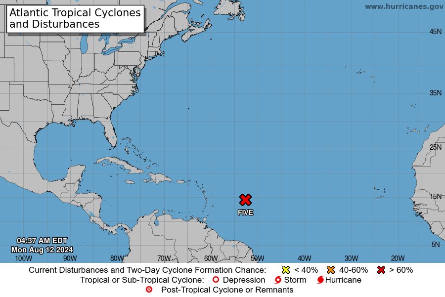 The current location of the disturbance is likely to develop into storm No. 5. Photo: NHC