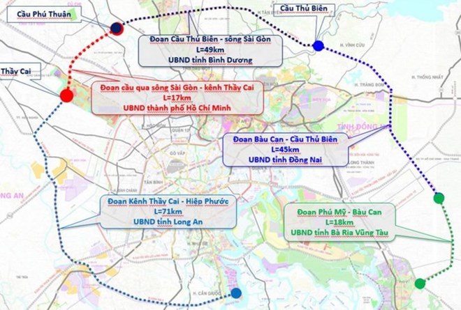 Belt 4 route according to planning. Photo: Ho Chi Minh City Department of Transport