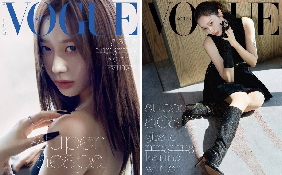 Individual covers of each member Karina, Winter, NingNing and Giselle. Photo: Vogue