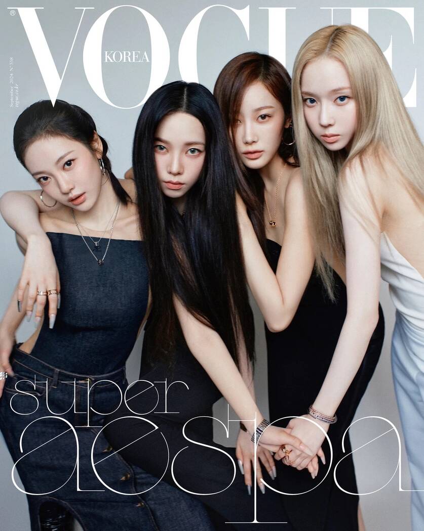 All four members of the aespa group appeared on the cover of Vogue Korea. Photo: Vogue