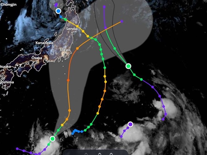 Many storms are swarming the islands in Japan. Photo: ZoomEarth