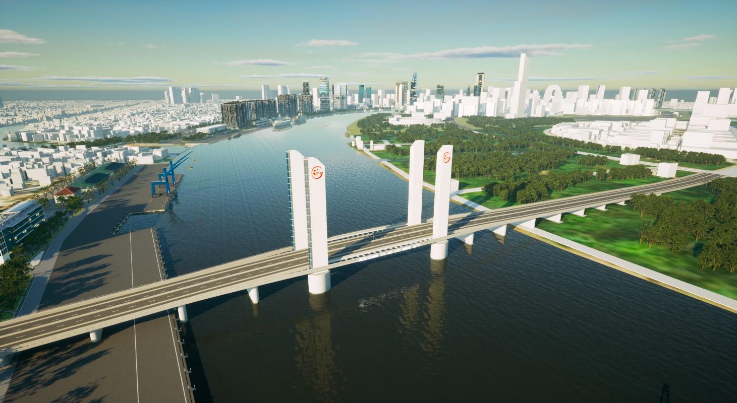 TPHCM chọn xây cầu Thủ Thiêm 4 với tĩnh không cố định 15m. Ảnh: Portcoast