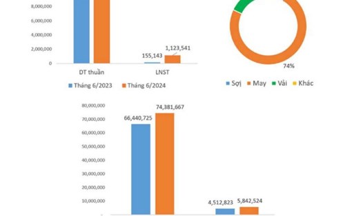 Kết quả hoạt động kinh doanh tháng 6 và 6 tháng đầu năm 2024 của Công ty dệt may Thành Công. Ảnh: Tổng công ty may
