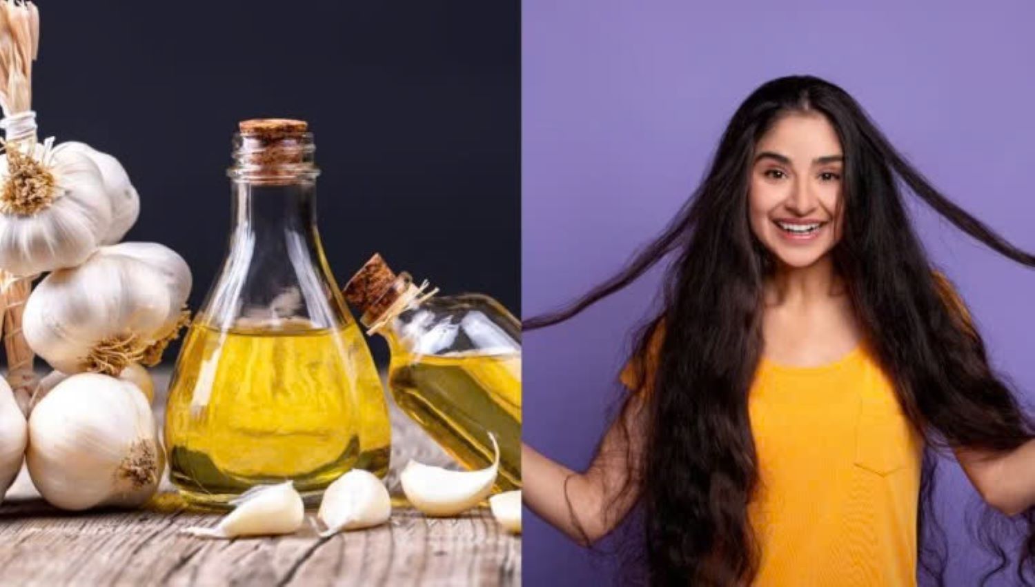 Use garlic oil for strong and healthy hair. Image source: Adobe Stock