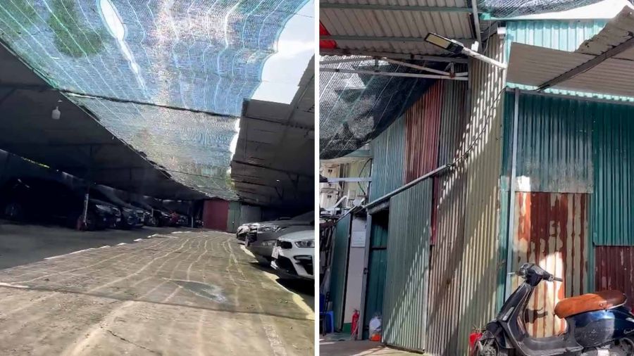 Cận cảnh bãi xe chưa được cấp phép cạnh số 89 Trần Điền với nhiều nguy cơ mất an toàn về PCCC. Ảnh: Nhóm PV