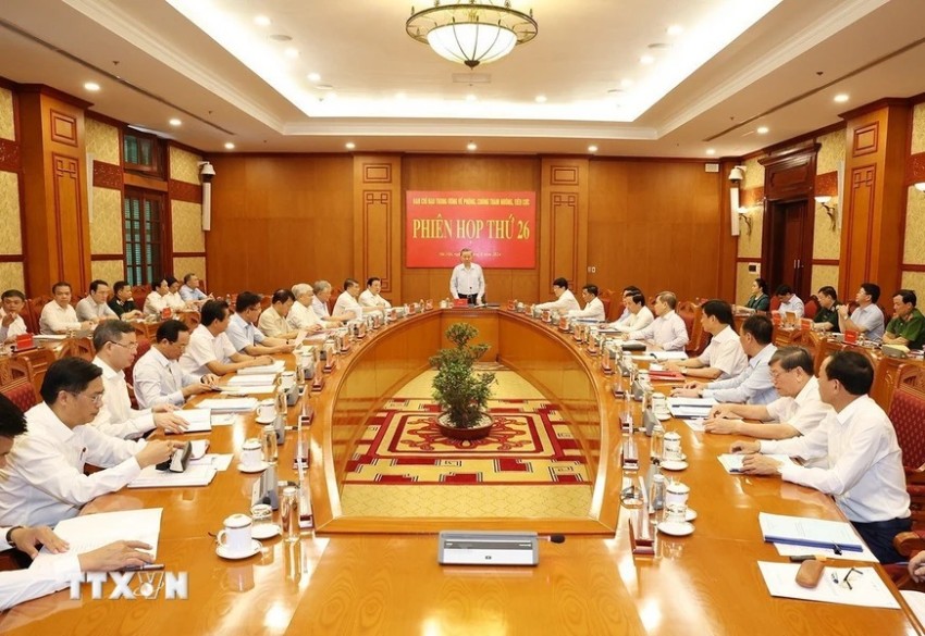 The 26th meeting of the Central Steering Committee on preventing and combating corruption and negativity. Photo: Tri Dung