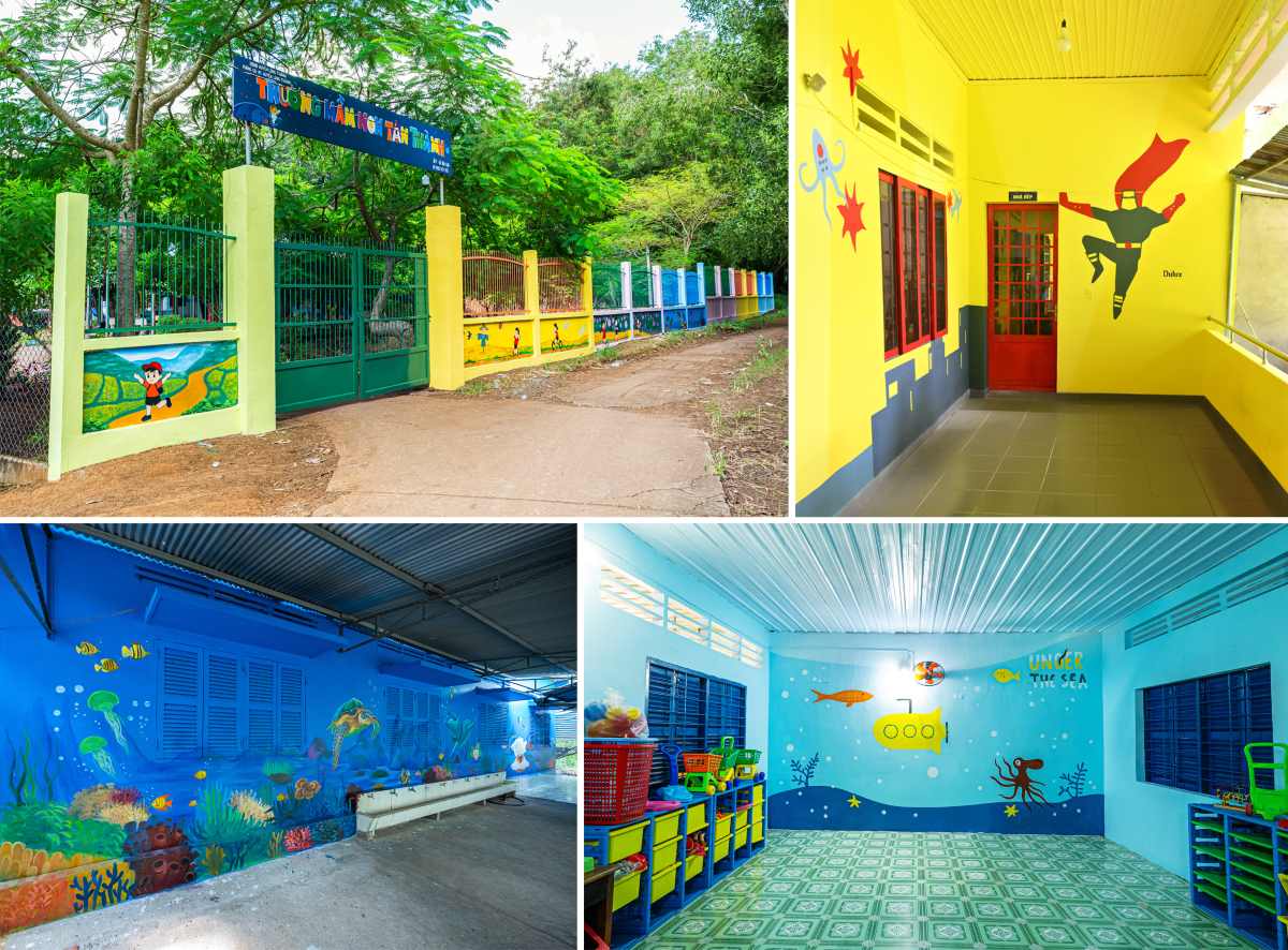 Hình ảnh trường mầm non Tân Thành, Long Thành, Đồng Nai sau khi được sơn mới từ chiến dịch của Maxilite từ Dulux. Ảnh: Bảo Trân