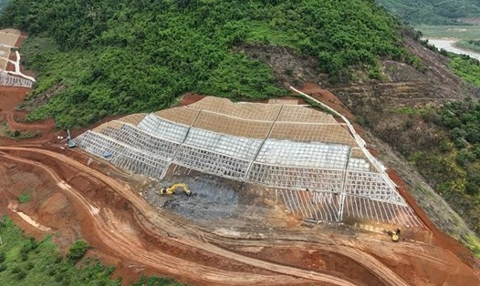 Một góc tuyến cao tốc Buôn Ma Thuột - Khánh Hòa đang xây dựng nhìn từ trên cao. Ảnh: Bảo Trung