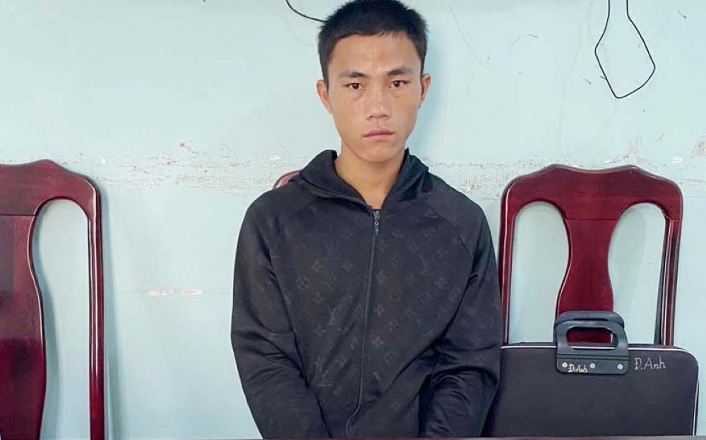 Subject Giang A Lau was arrested at the investigation agency. Photo: Thanh Hoa Police