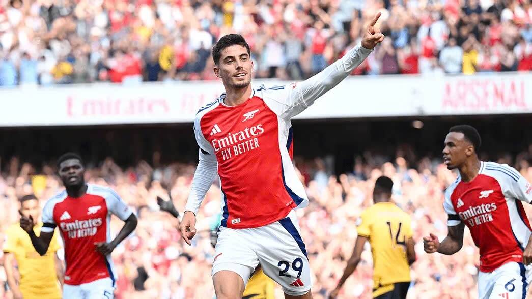 Kai Havertz ghi bàn thắng đầu tiên cho Arsenal tại Premier League 2024-2025.  Ảnh: ARS 