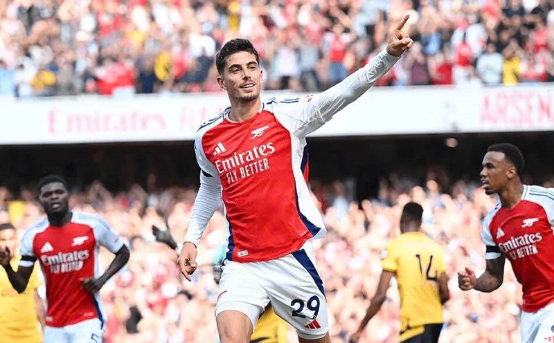 Kai Havertz ghi bàn thắng đầu tiên cho Arsenal tại Premier League 2024-2025.  Ảnh: ARS
