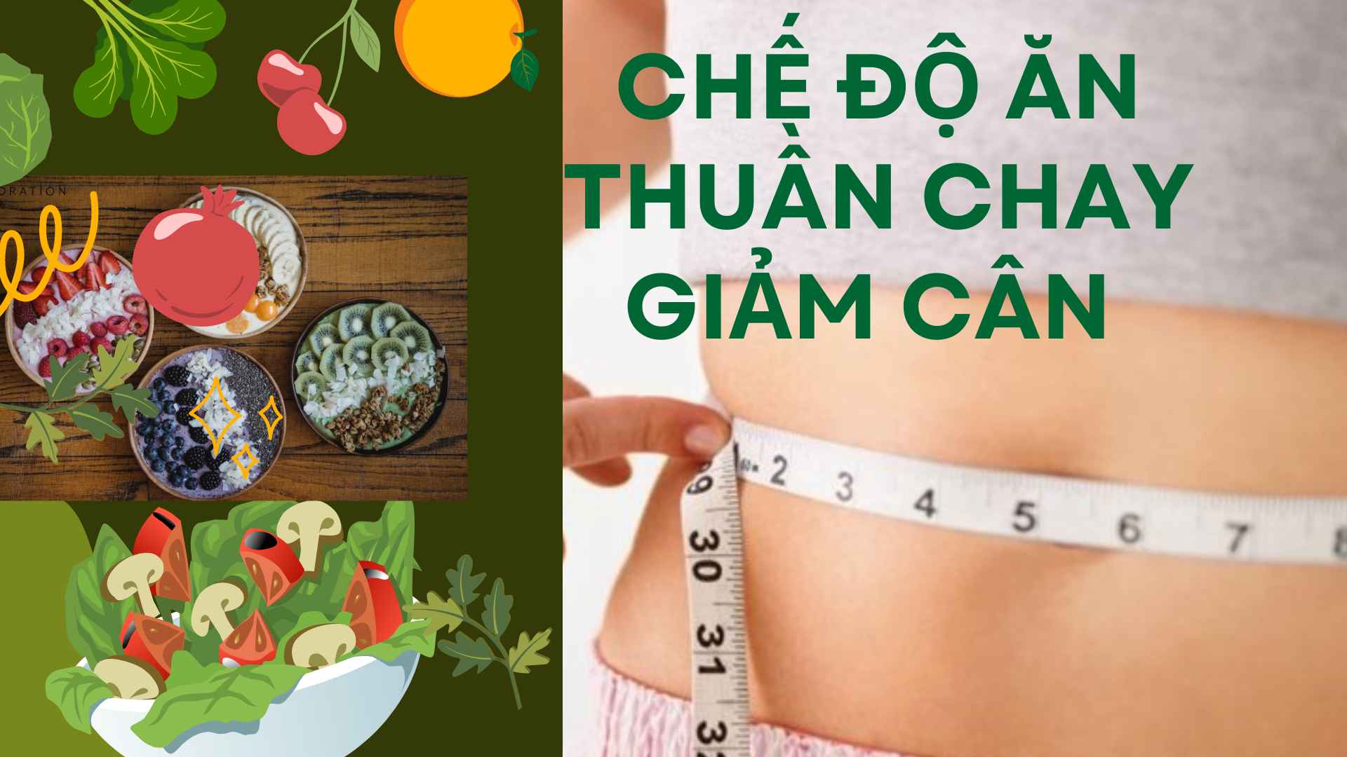 Chế độ ăn thuần chay để giảm cân hiệu quả bất ngờ. Đồ họa: Cao Thơm 