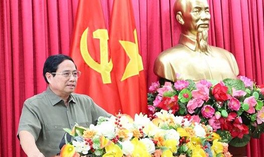Thủ tướng Chính phủ Phạm Minh Chính phát biểu tại buổi làm việc với Ban Thường vụ Tỉnh ủy Đắk Lắk. Ảnh: Bảo Trung