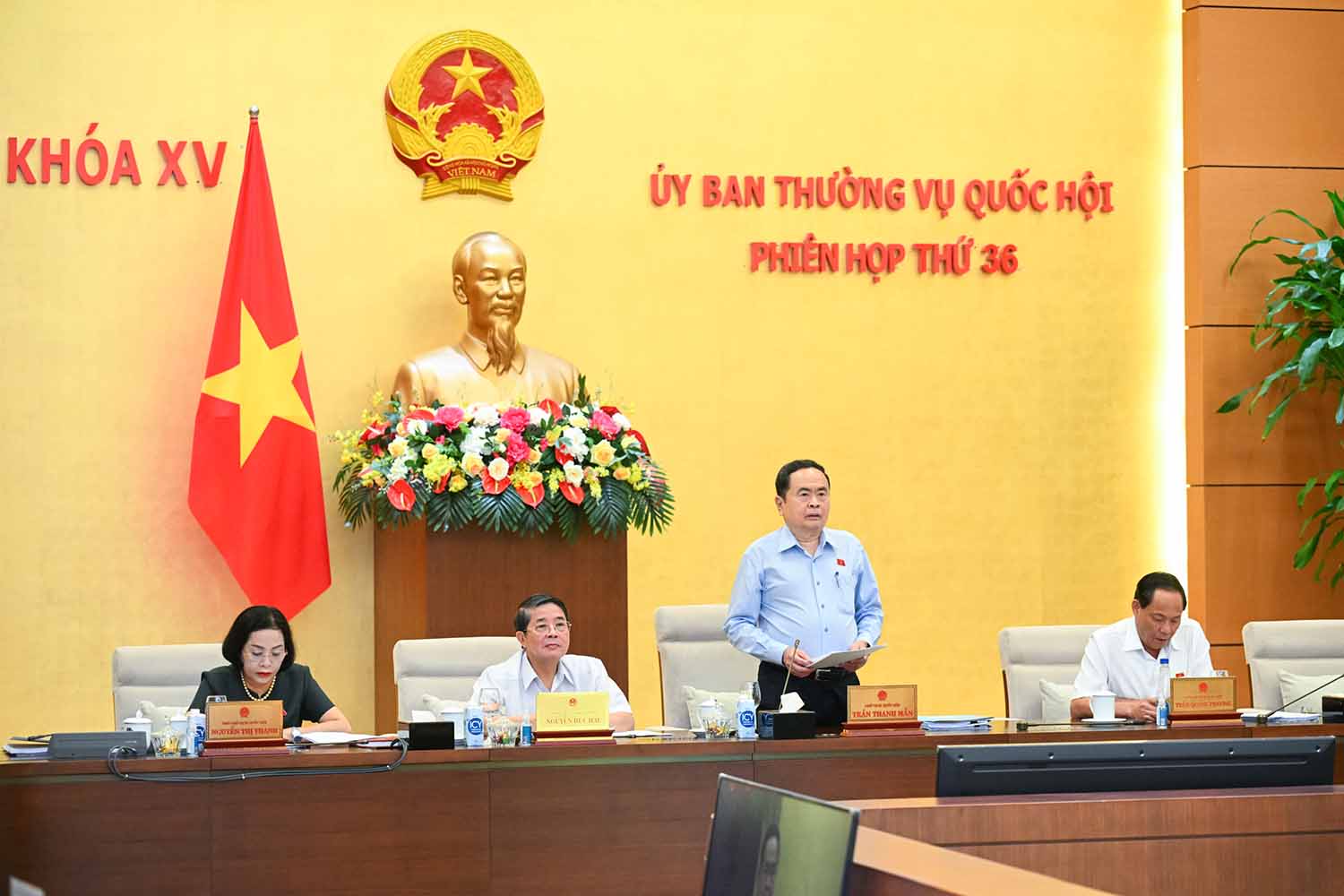 Chủ tịch Quốc hội Trần Thanh Mẫn cho biết Ủy ban Thường vụ Quốc hội sẽ tiến hành chất vấn và trả lời chất vấn đối với các Bộ trưởng, trưởng ngành. Ảnh: Quochoi.vn