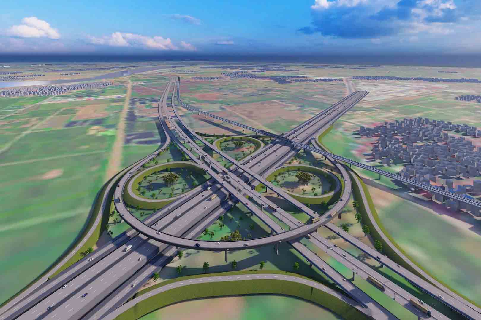 Ring Road 4 intersection with Phap Van - Cau Gie Expressway. Photo: Design unit