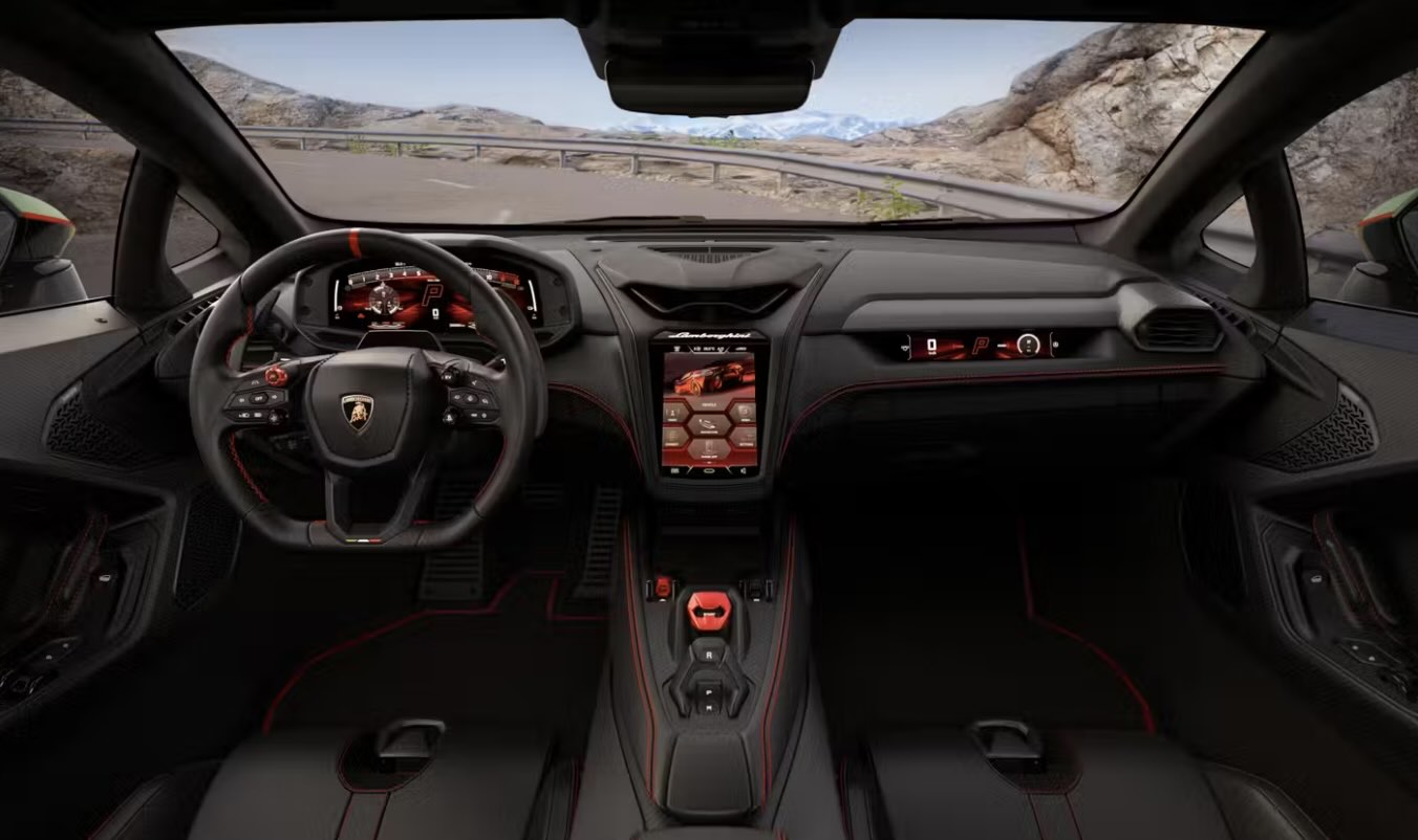 The car is equipped with three screens including 12.3 inch, 8.4 inch and 9.1 inch screens. PHOTO: Lamborghini