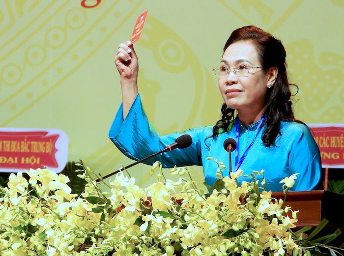 Bà Phạm Thị Hân tái đắc cử Ủy ban MTTQ Việt Nam tỉnh Quảng Bình nhiệm kỳ 2024-2029. Ảnh: T. Hoàng