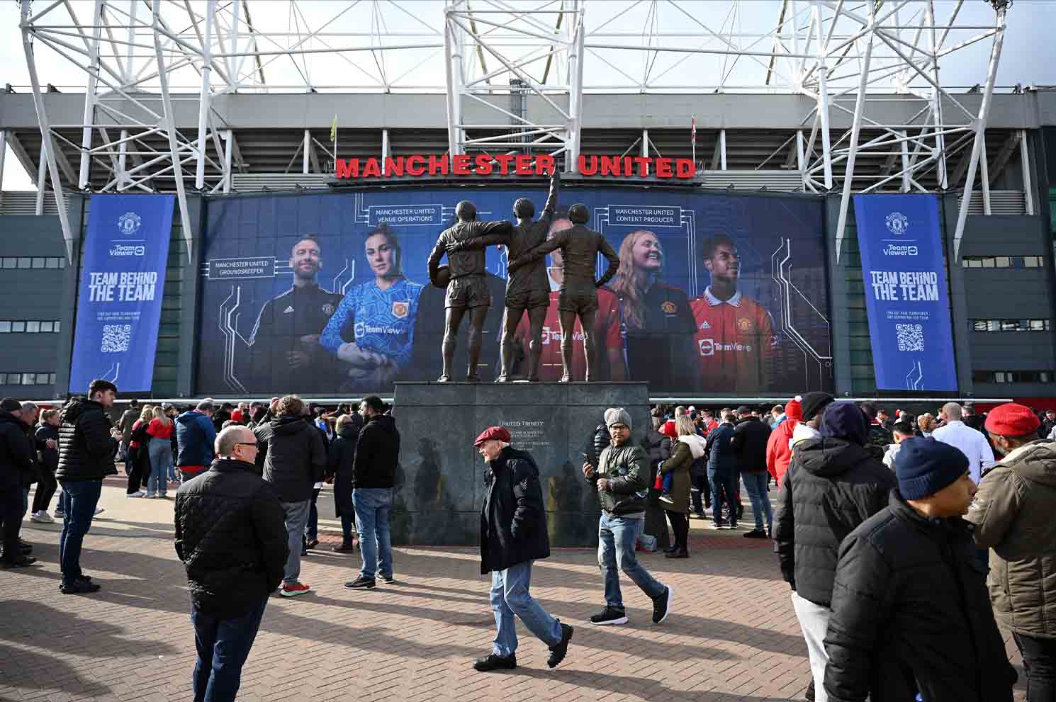 Outside Old Trafford before a home match of Man United in 2023. Photo: AFP