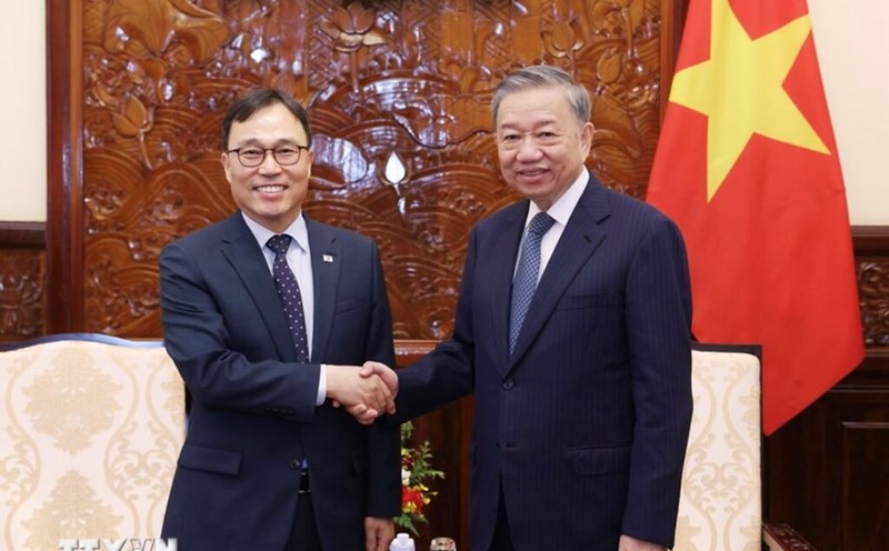 Chủ tịch nước Tô Lâm tiếp Đại sứ Hàn Quốc tại Việt Nam Choi Young Sam. Ảnh: TTXVN