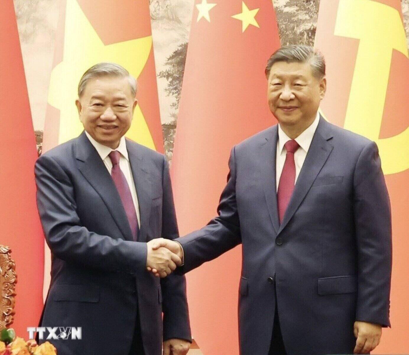 Tổng Bí thư, Chủ tịch nước Tô Lâm và Tổng Bí thư, Chủ tịch nước Trung Quốc Tập Cận Bình. Ảnh: TTXVN