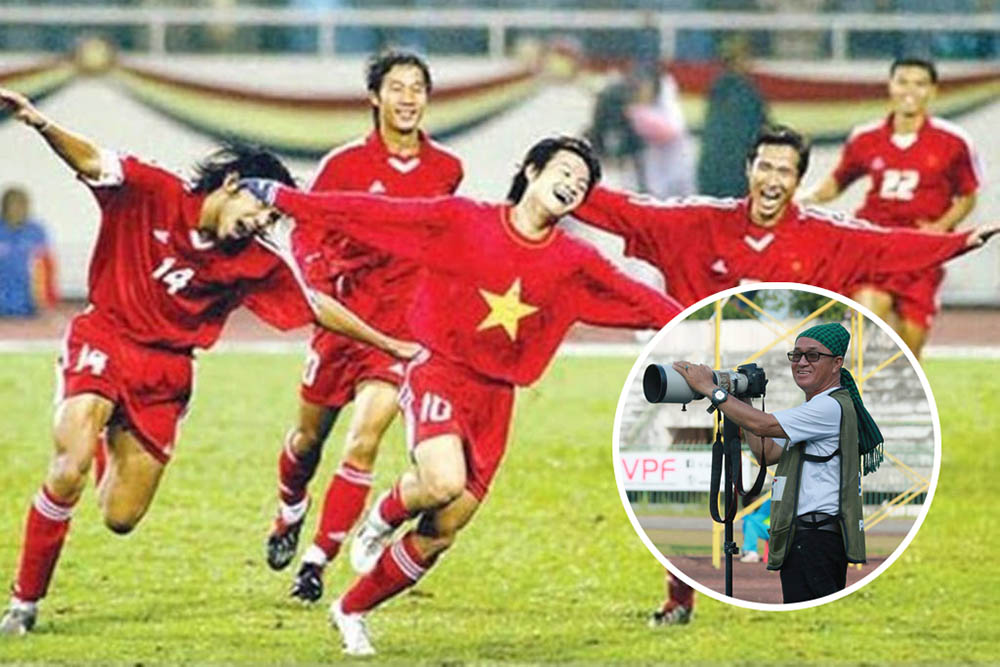 Nhà báo Dương Thu cùng tấm ảnh để đời. Ảnh: Dương Thu/FBNV