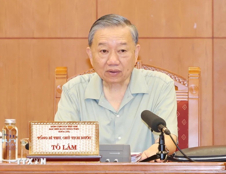 General Secretary and President To Lam delivered a concluding speech at the meeting. Photo: TTXVN