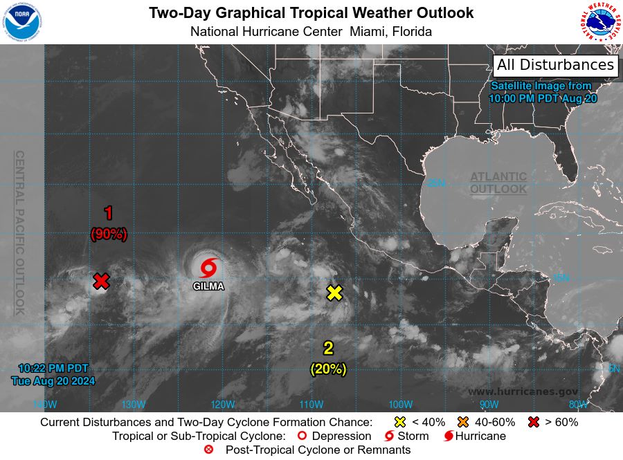 Current location of Hurricane Gilma. Photo: NHC/NOAA