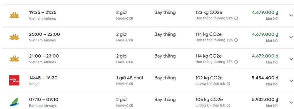 Air ticket prices from Hanoi to Nha Trang on August 31 - September 3 increased. Photo: Screenshot