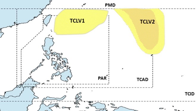 Dự báo 2 áp thấp gần Biển Đông xuất hiện tuần tới