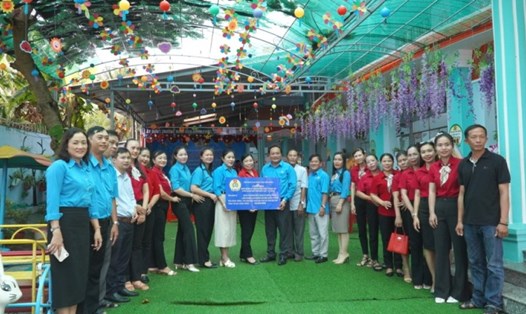 Công đoàn cơ sở Trường Mẫu giáo Mong Thọ B đã thực hiện công trình rất ý nghĩa cho trẻ. Ảnh: Xuân Nhi