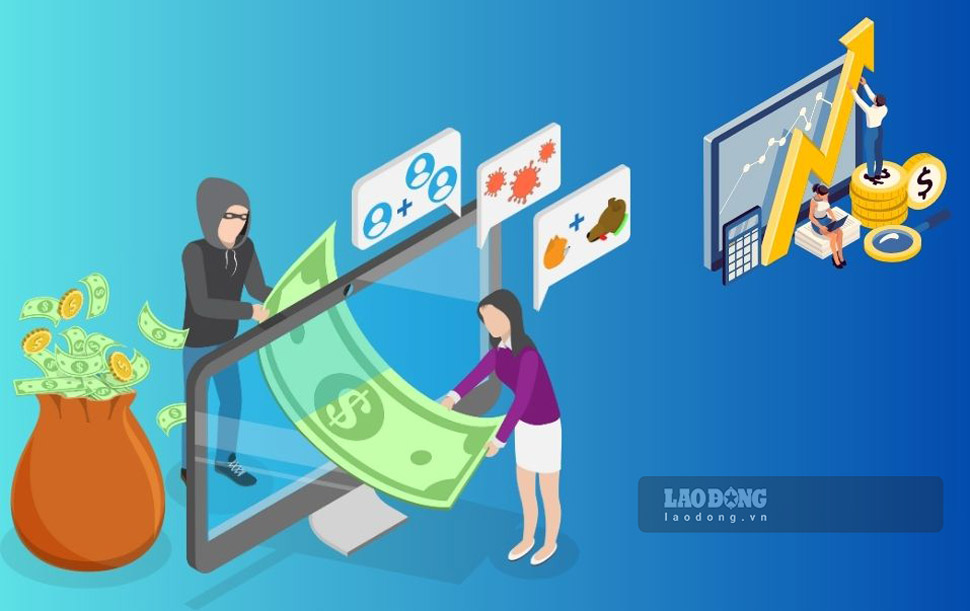 Người phụ nữ ở Phú Yên bị lừa hơn 1 tỉ đồng vì tin lời mời đầu tư qua mạng xã hội Facebook. Đồ họa: Hoài Luân