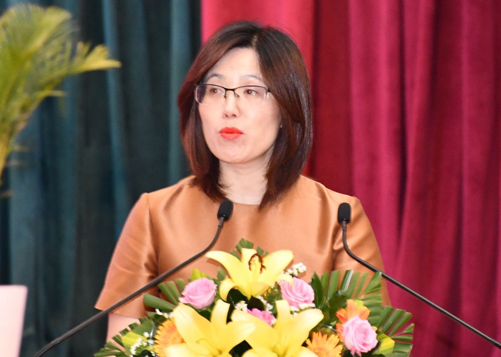 Viện trưởng Viện Phim Việt Nam Lê Thị Hà giới thiệu nội dung Chương trình "Tự hào bản sắc Việt". Ảnh: Xuân Nhàn. 