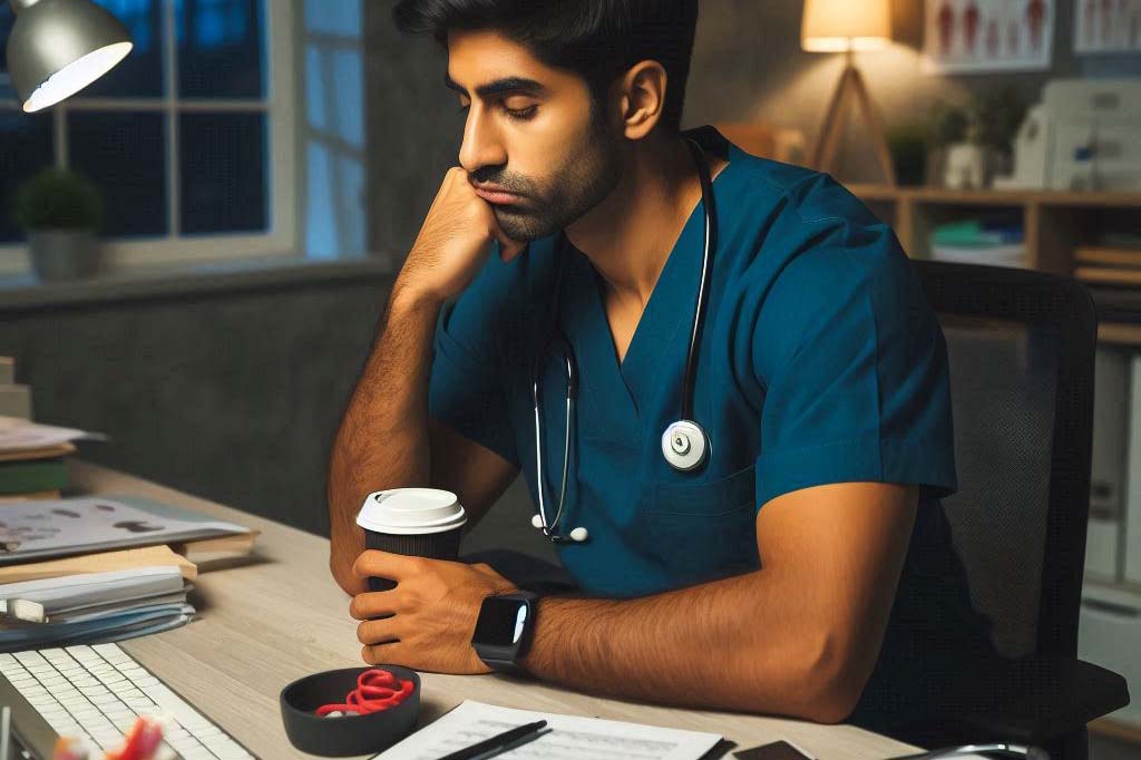 Làm việc thường xuyên vào ca đêm gây ảnh hưởng đến sức khỏe của bạn. Ảnh: AI - Ngọc Thùy.