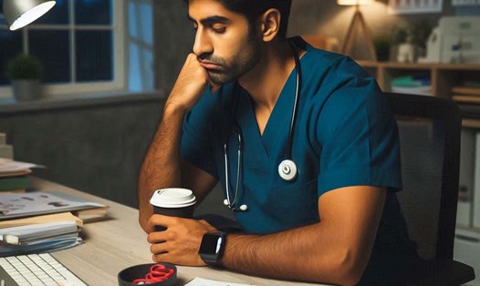 Làm việc thường xuyên vào ca đêm gây ảnh hưởng đến sức khỏe của bạn. Ảnh: AI - Ngọc Thùy.