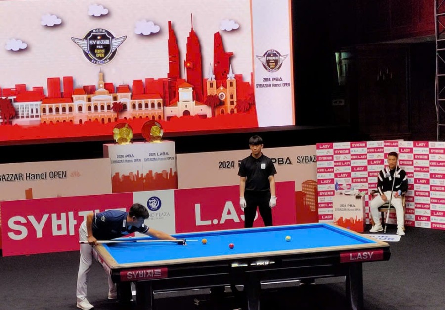 The PBA LPBA SY Bazzar Hanoi Open 2024 billiards tournament is taking place at the Grand Plaza Hanoi Hotel. Photo: Le Vinh