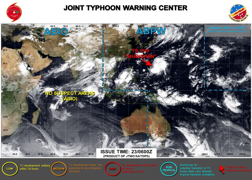 Current location of typhoon Shanshan. Photo: JWTC