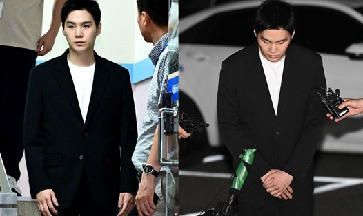 Suga BTS đến tiếp nhận thẩm vấn ở Sở cảnh sát Yongsan. Ảnh: Naver