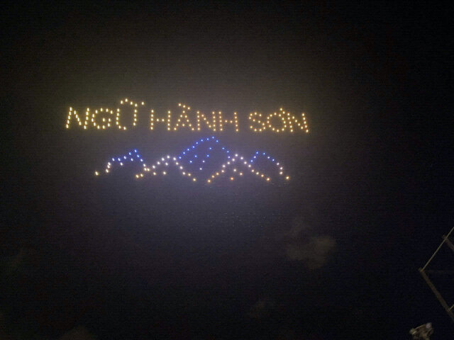 Marble Mountains relics in the sky of Da Nang. Photo: Mai Huong