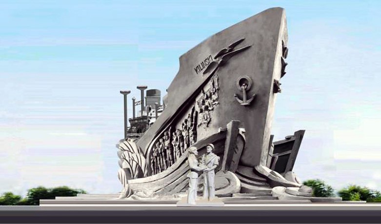 Phối cảnh tượng đài sự kiện tập kết ra Bắc tại tỉnh Cà Mau. Ảnh: UBND tỉnh Cà Mau cung cấp