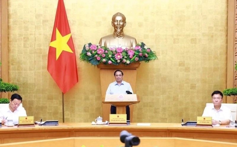 Thủ tướng Chính phủ Phạm Minh Chính chủ trì phiên họp Chính phủ chuyên đề về xây dựng pháp luật tháng 8.2024. Ảnh: Dương Giang