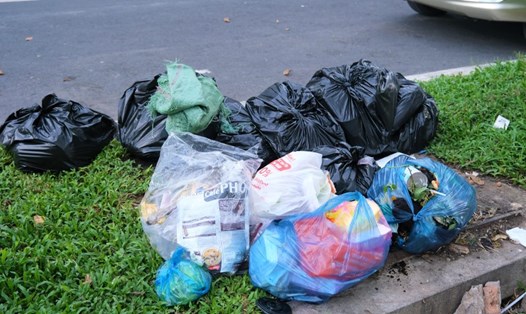 Rác thải nằm ngổn ngang giữa trung tâm TP Cần Thơ