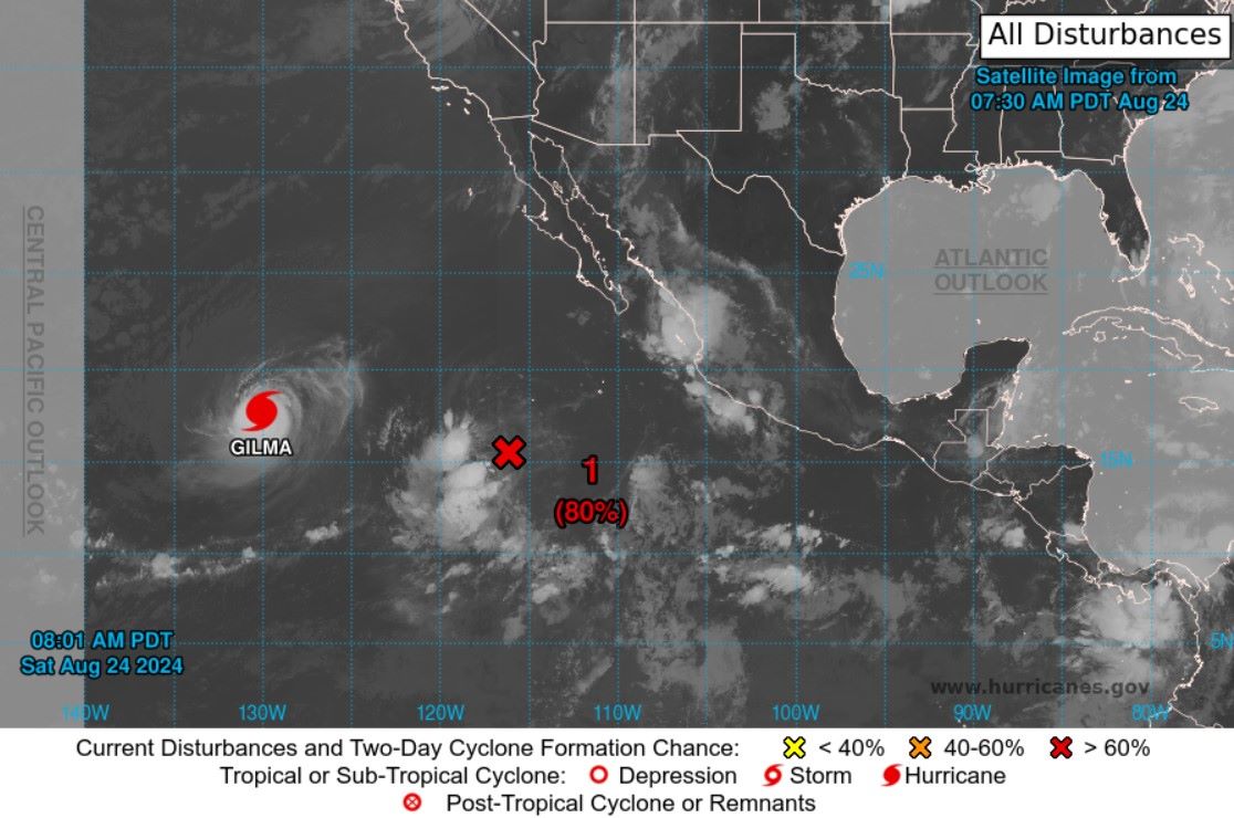 Current location of hurricane Gilma in the Pacific Ocean. Photo: NHC/NOAA