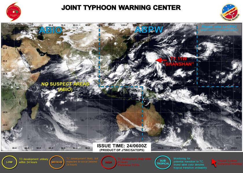 Current location of Typhoon Shanshan. Photo: JWTC