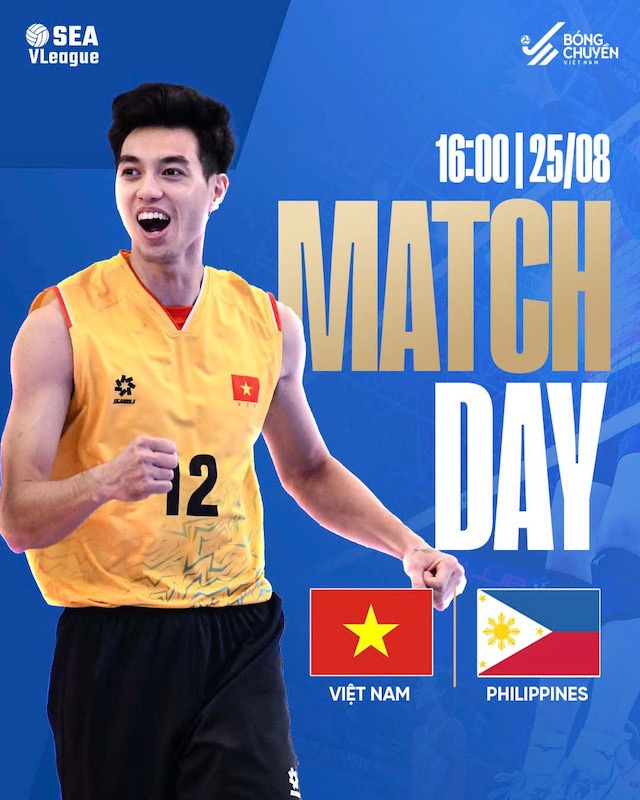 The Vietnamese men's volleyball team faces the Philippines in the final match at SEA V.League 2024. Photo: VFV